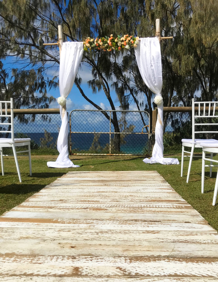 wedding arbor bamboo and cloth