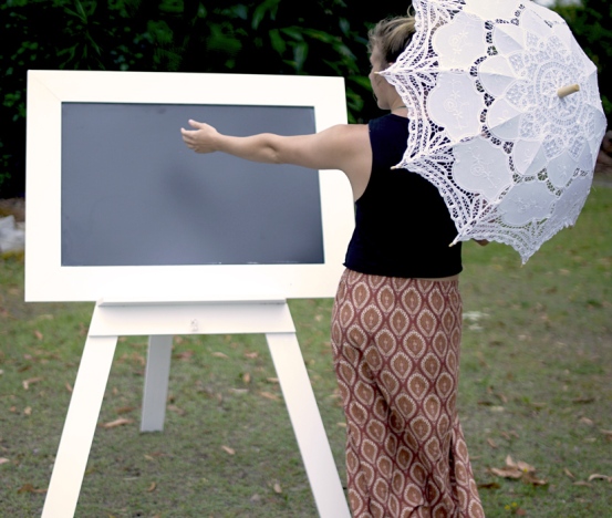 White sign Easel chalkboard