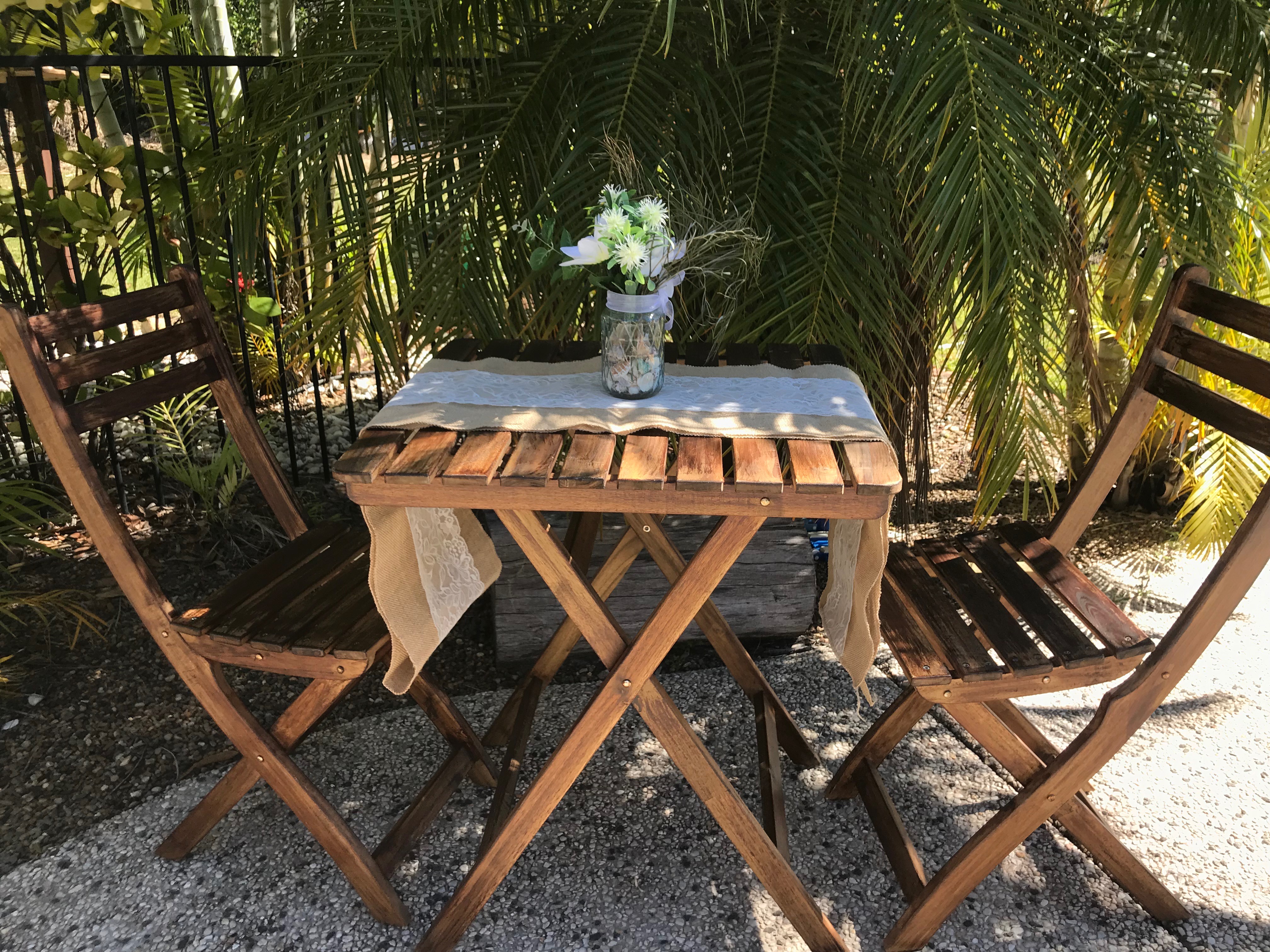 wooden registration table